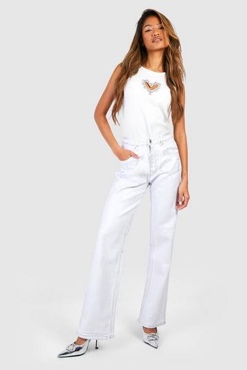 White Coated Metallic Jeans white