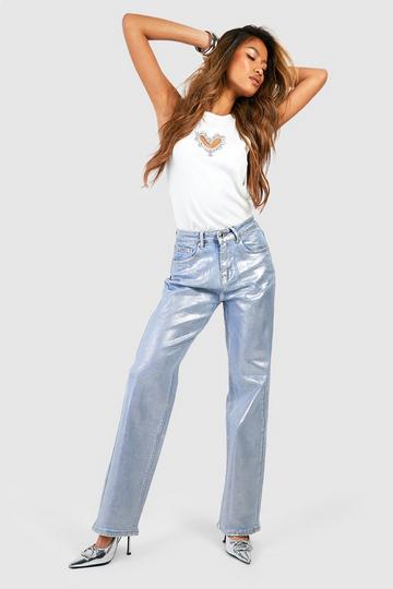Silver Coated Metallic Jeans silver