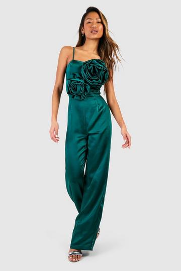 Rose Front Strappy Jumpsuit teal