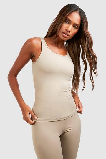 Stone Beige Dsgn Studio Supersoft Peached Sculpt Padded Tank Top Top