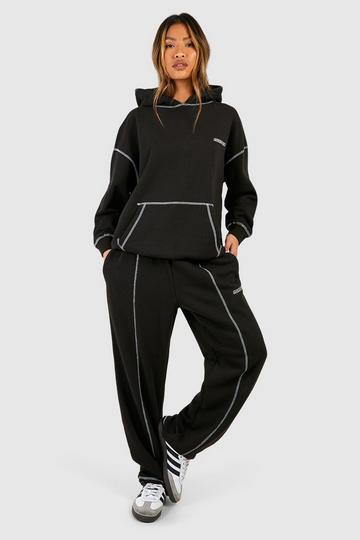Contrast Stitch Embroidered Oversized Jogger black