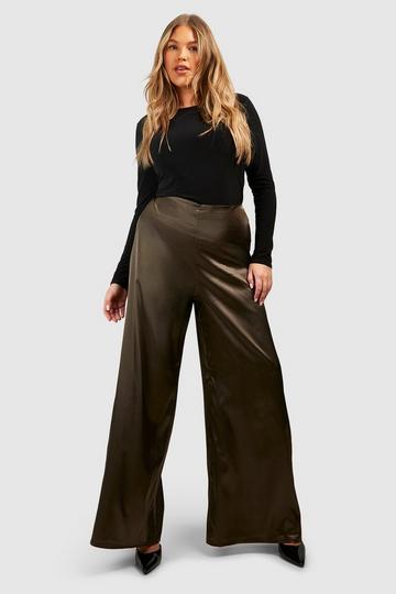 HMGYH satina high waisted leggings for women VISCOSE RELAXED FIT TAPERED  PANTS (Color : Khaki, Size : L)