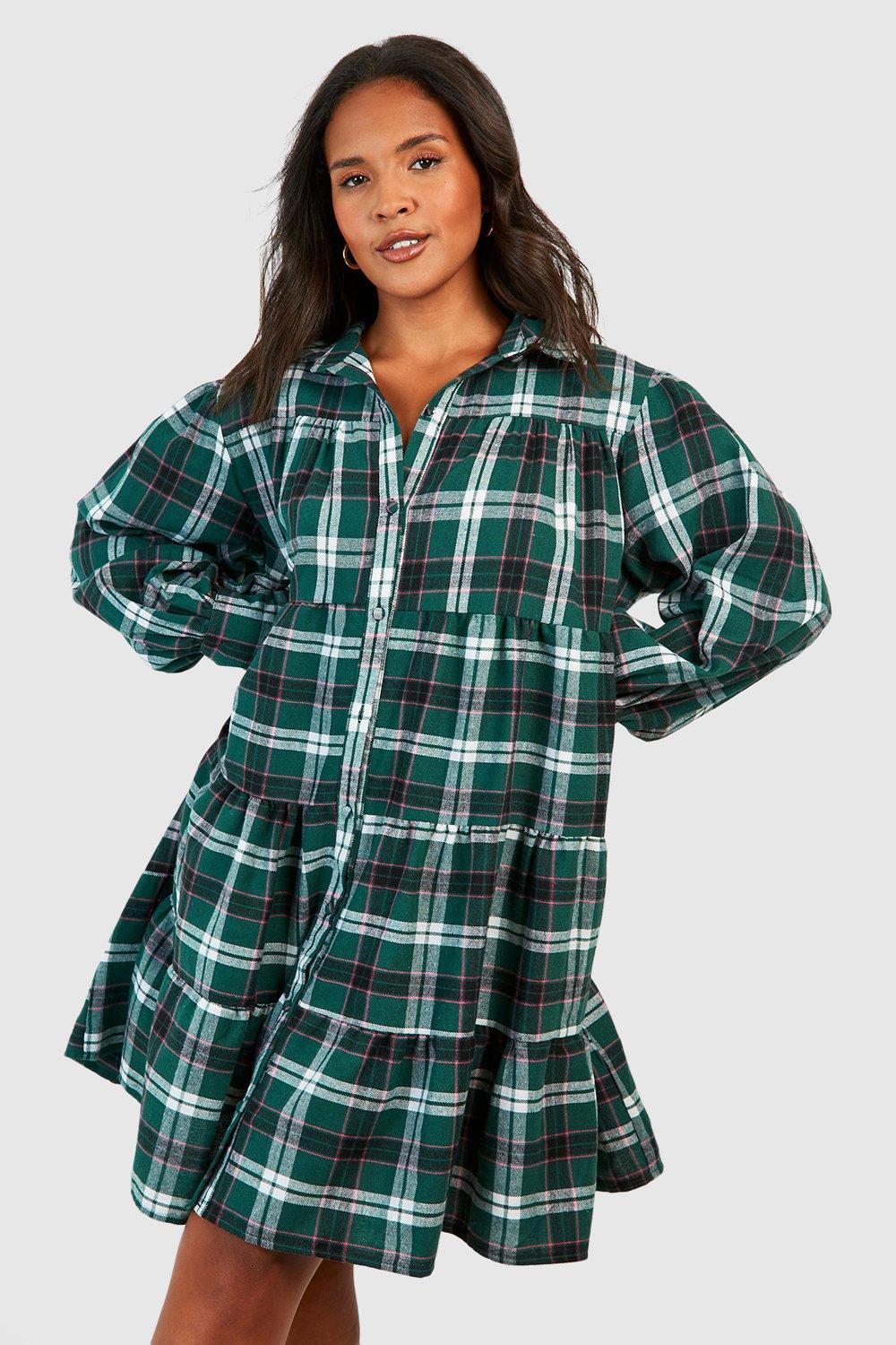 Light green plaid clearance dress