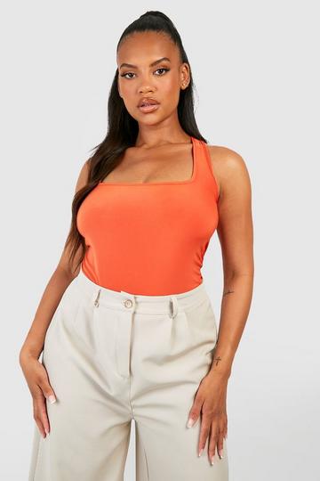 Orange Plus Square Neck Sleeveless Bodysuit