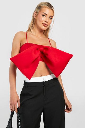 Red Bonded Scuba Bow Top