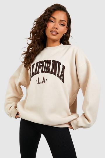 Stone Beige California Applique Oversized Sweatshirt