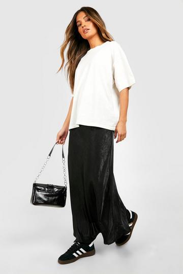 Velvet Satin Slip Midaxi Skirt black
