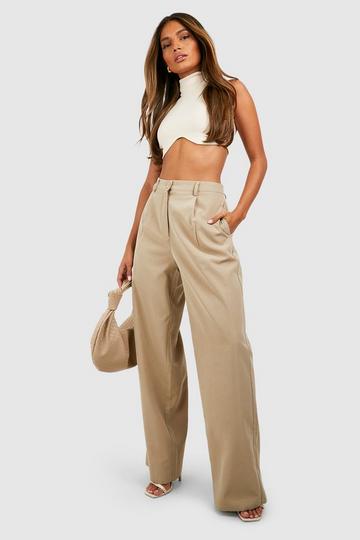Peached Straight Leg Trousers stone