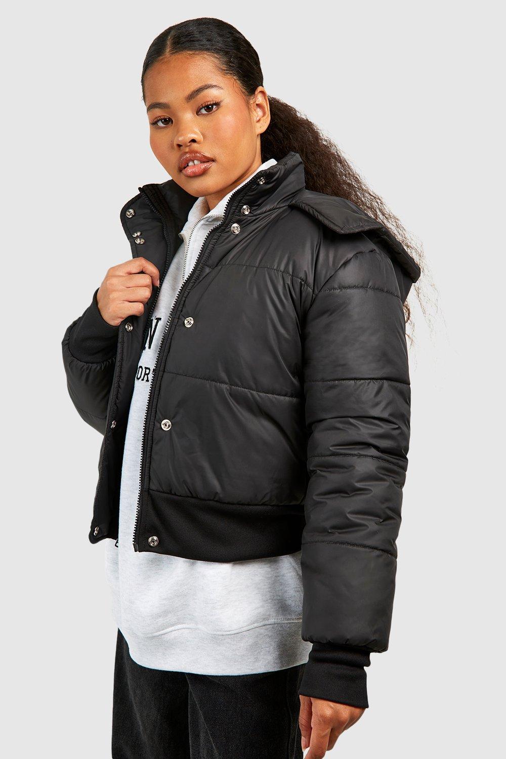 Black puffy outlet bomber jacket