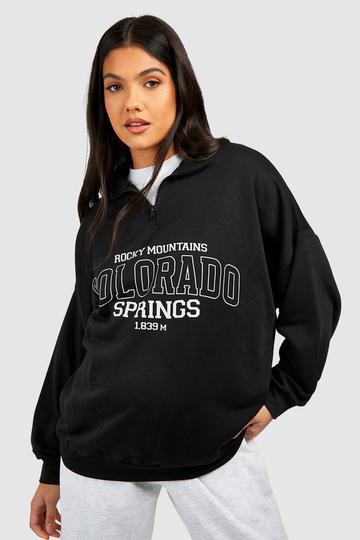 Maternity Colorado Springs Printed Half Zip Sweatshirt black