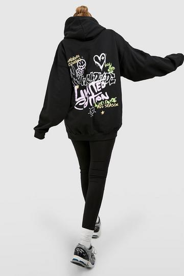 Plus Oversized Limited Back Print Hoodie black