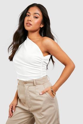 Ivory Double Layered Plunge V Crop Top
