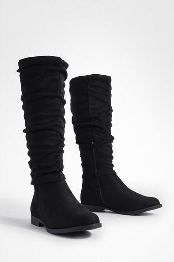 Wide Fit Ruched Knee High Boots P723249 black