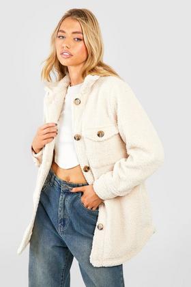 Oversized Faux Fur Detail Coat