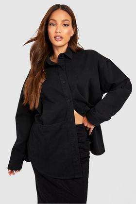 Petite Faux Leather Oversized Shacket