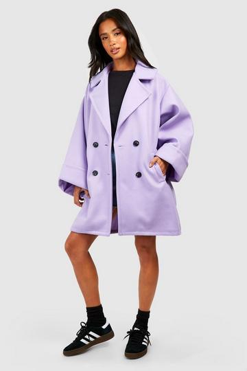 Lilac Purple Petite Wool Look Oversized Cocoon Coat