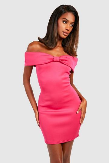 Pink Scuba Bow Mini Dress