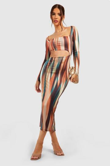Tie Dye Cut Out Midaxi Dress multi