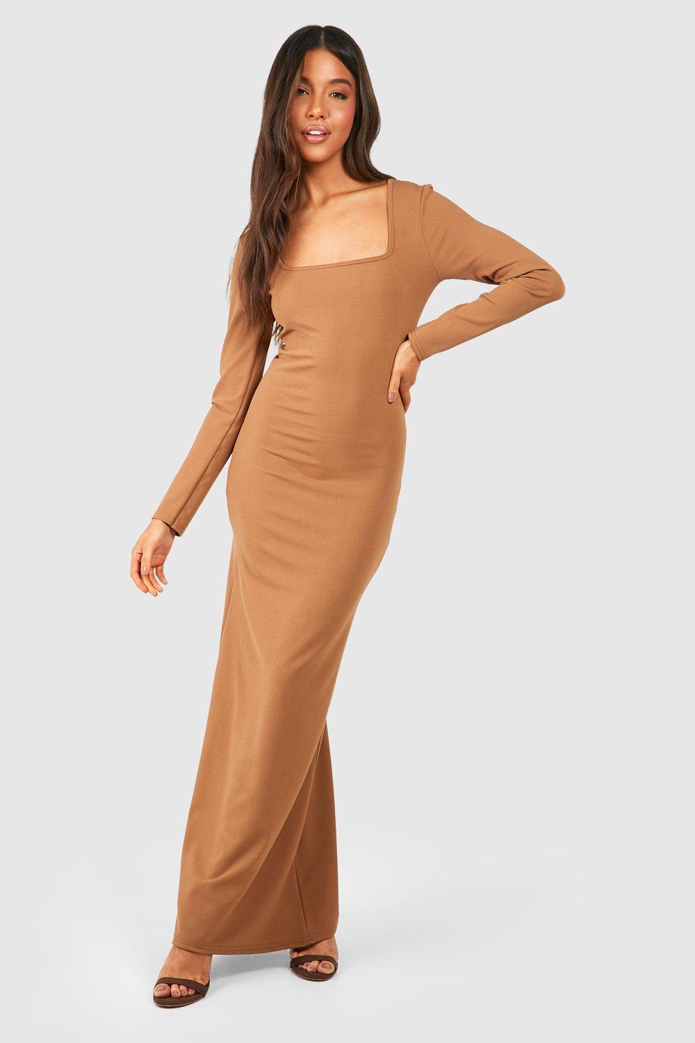 Camel dresses boohoo UK