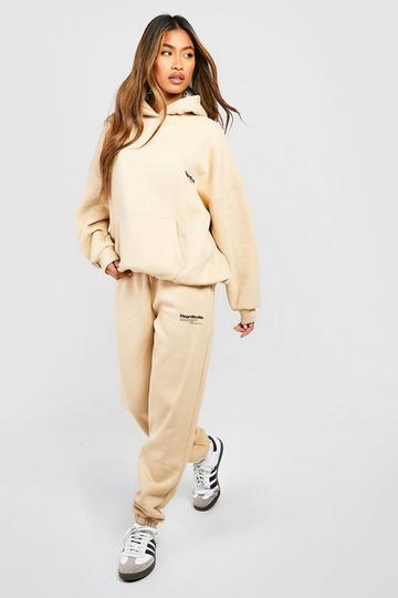 Dsgn Studio Text Print Hooded Tracksuit taupe