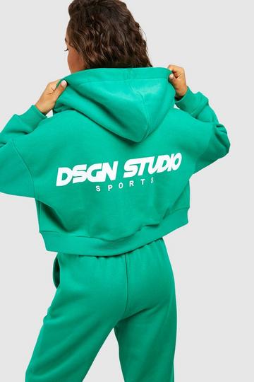 Dsgn Studio Sports Boxy Crop Zip Through Hoodie green
