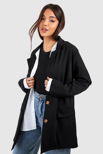 Black Crepe Relaxed Fit Blazer