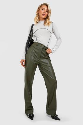 ASOS DESIGN Curve oversized plisse shirt and wide leg pants set in khaki