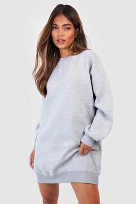 Half Zip Midi Belted Sweatshirt Dress