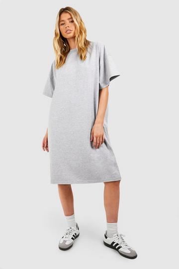 Grey Oversized Midi T-shirt Dress