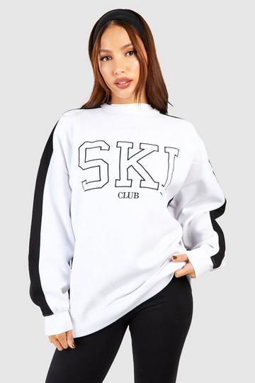 White Tall Ski Club Embroidered Sweatshirt