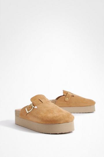 Platform Closed Toe Clogs chestnut
