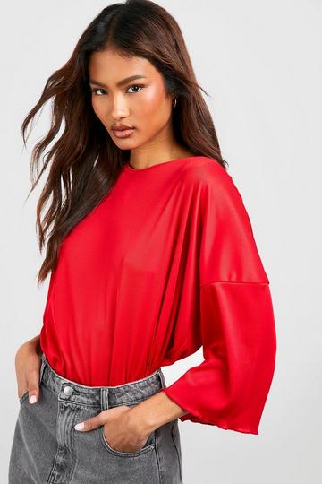 Tall Rib Jersey Drop Shoulder Oversized Tshirt red