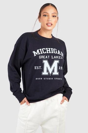 Tall Michigan Slogan Varsity Printed Sweatshirt navy