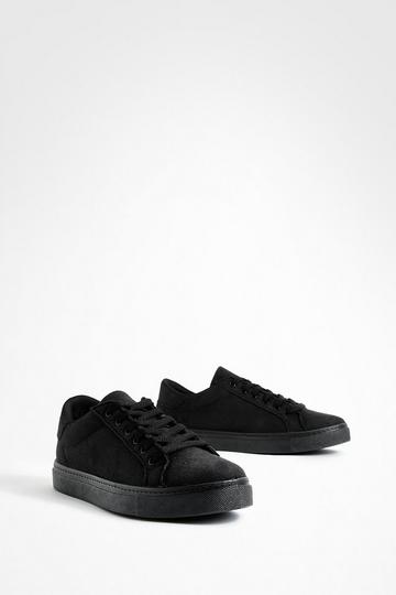 Faux Suede Basic Flat Trainers black