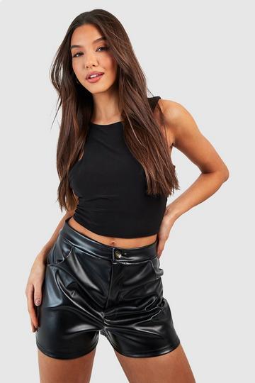 Faux Leather High Waisted Shorts black