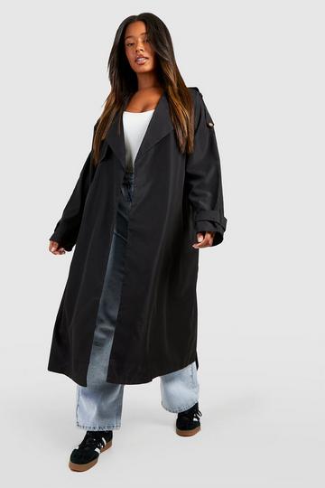 Black Plus Woven Oversized Trench Coat