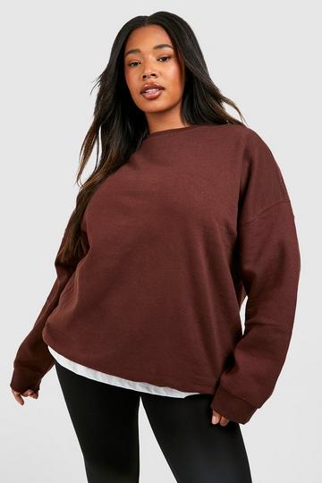 Chocolate Brown Plus Oversized Sweatshirt