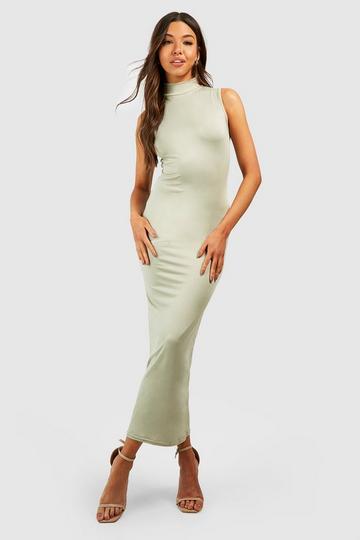 Super Soft High Neck Midaxi Dress mushroom