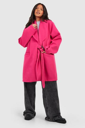Plus Premium Wool Look Collared Coat pink