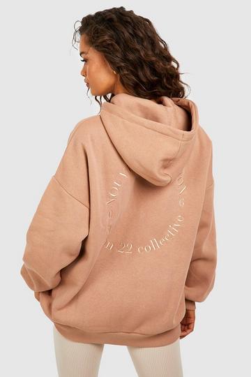 Embroidered Back Oversized Hoodie chocolate