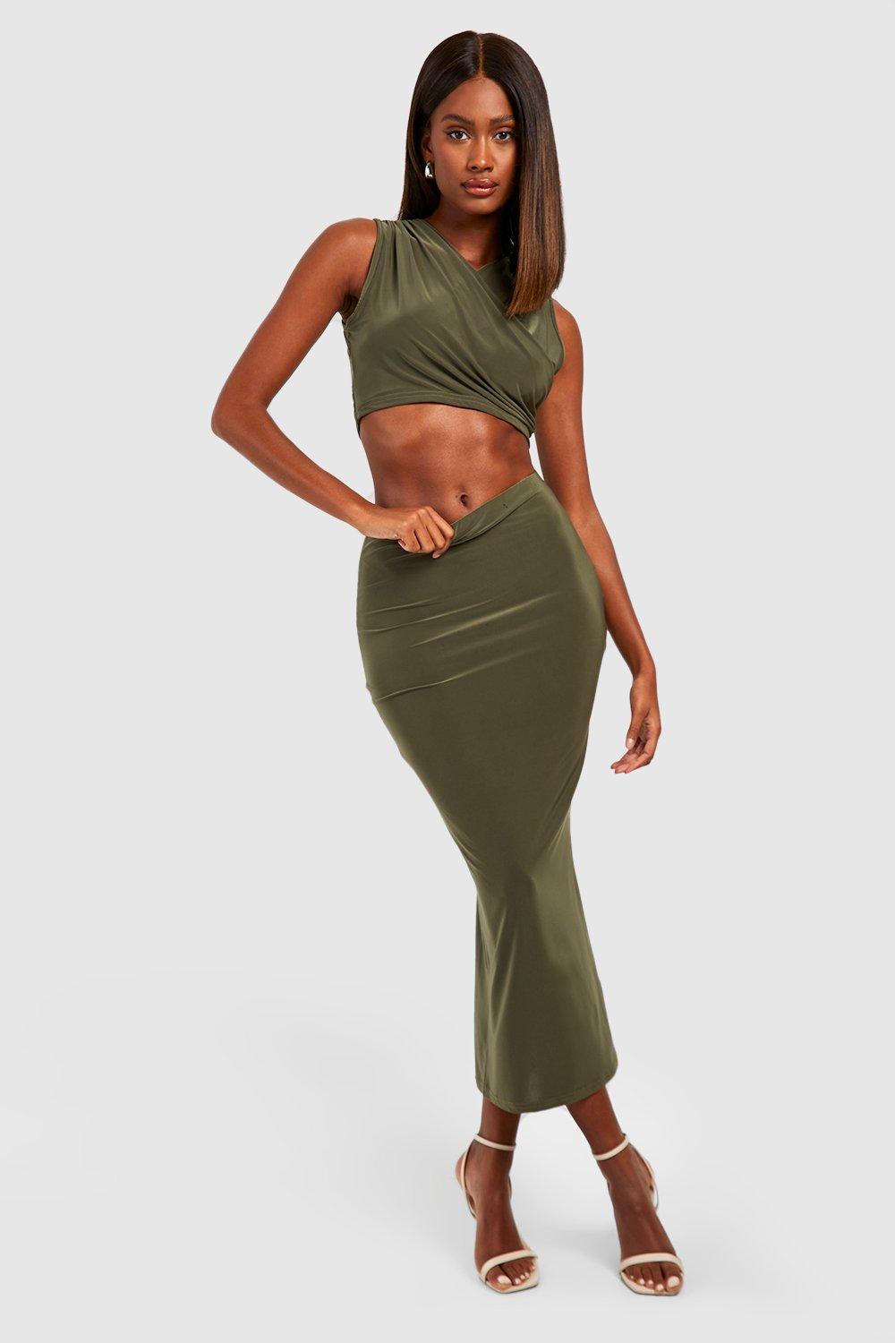 Khaki 2025 skirt set