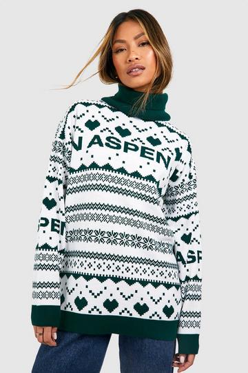 Roll Neck Aspen Slogan Fairisle Christmas Jumper bottle