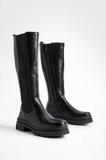 Chunky Knee High Chelsea Boots