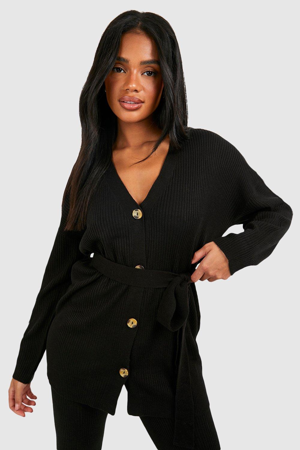 Belted 2025 black cardigan