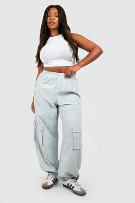 Plus Woven Pocket Detail Wide Leg Cargo Pants