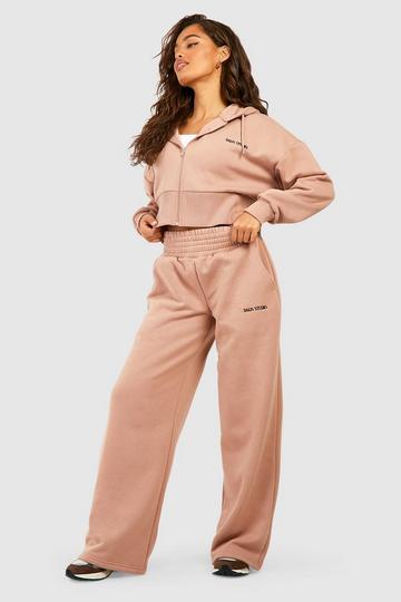 Dsgn Studio Cropped Zip Through Hooded Tracksuit taupe