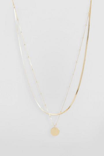 Metallic Dainty Gold Layered Pendant Necklace