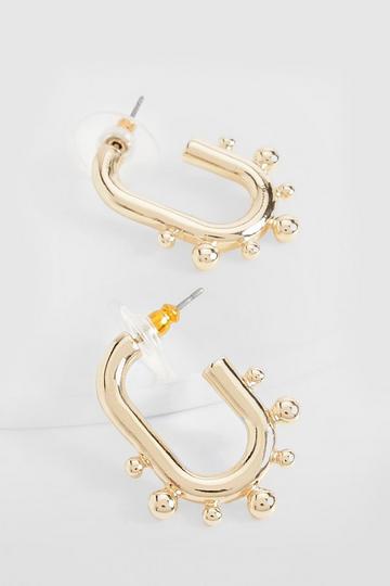 Gold Metallic Orb Detail Hoop Earrings