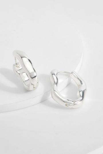 Silver Abstract Wavy Hoop Earrings