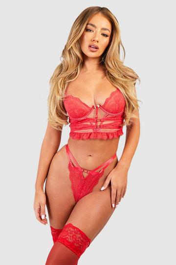 Heart Detail Cut Out Corset red